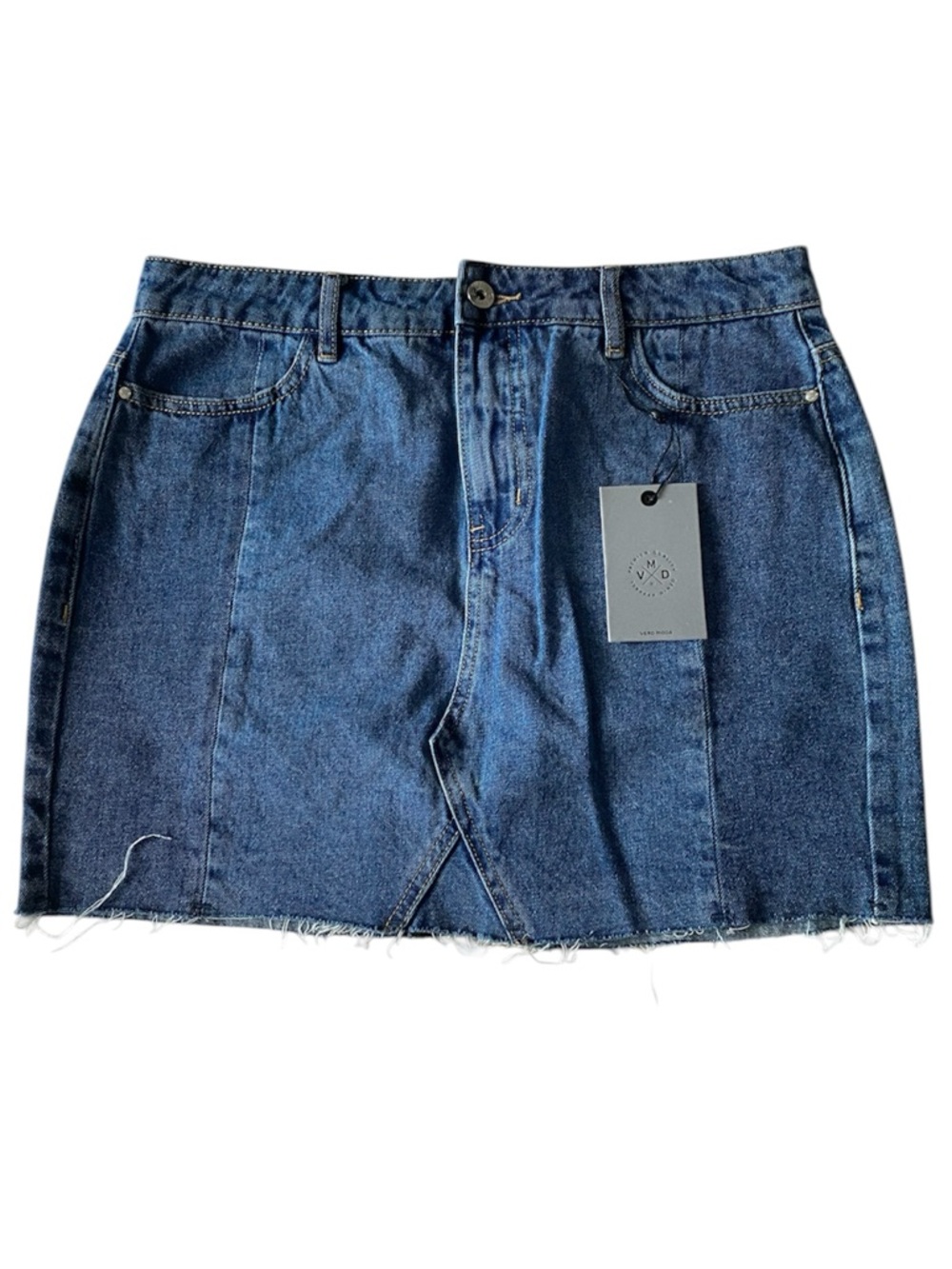 Vero Moda Raw Hem Mini Denim Skirt